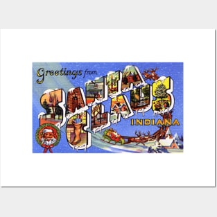 Greetings from Santa Claus Indiana - Vintage Large Letter Postcard Posters and Art